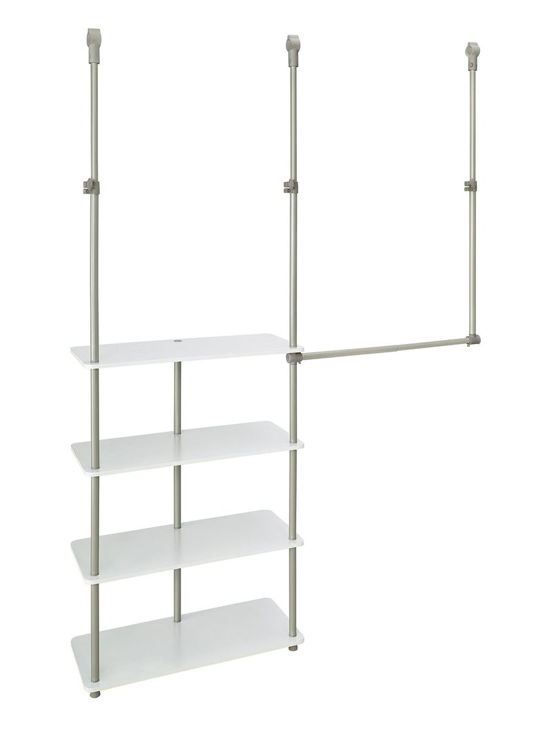 ClosetMaidÂ® Maximizerâ„¢ Closet Accessory, Add Adjustable Storage Space, 4 Shelves, Double Hang Rod, Tool Free, Add On Unit, White - Image 1